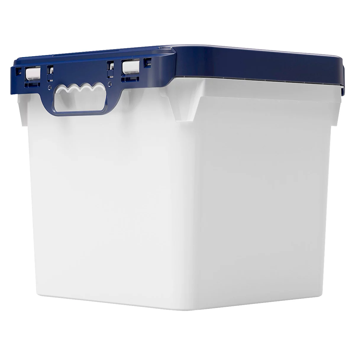 Eimer, quadratisch, Volumen 32 l, mit UN-Zertifizierung, lebensmittelecht, stapelbar, mit Deckel, Ø 380 x H 338 mm, HDPE, blau