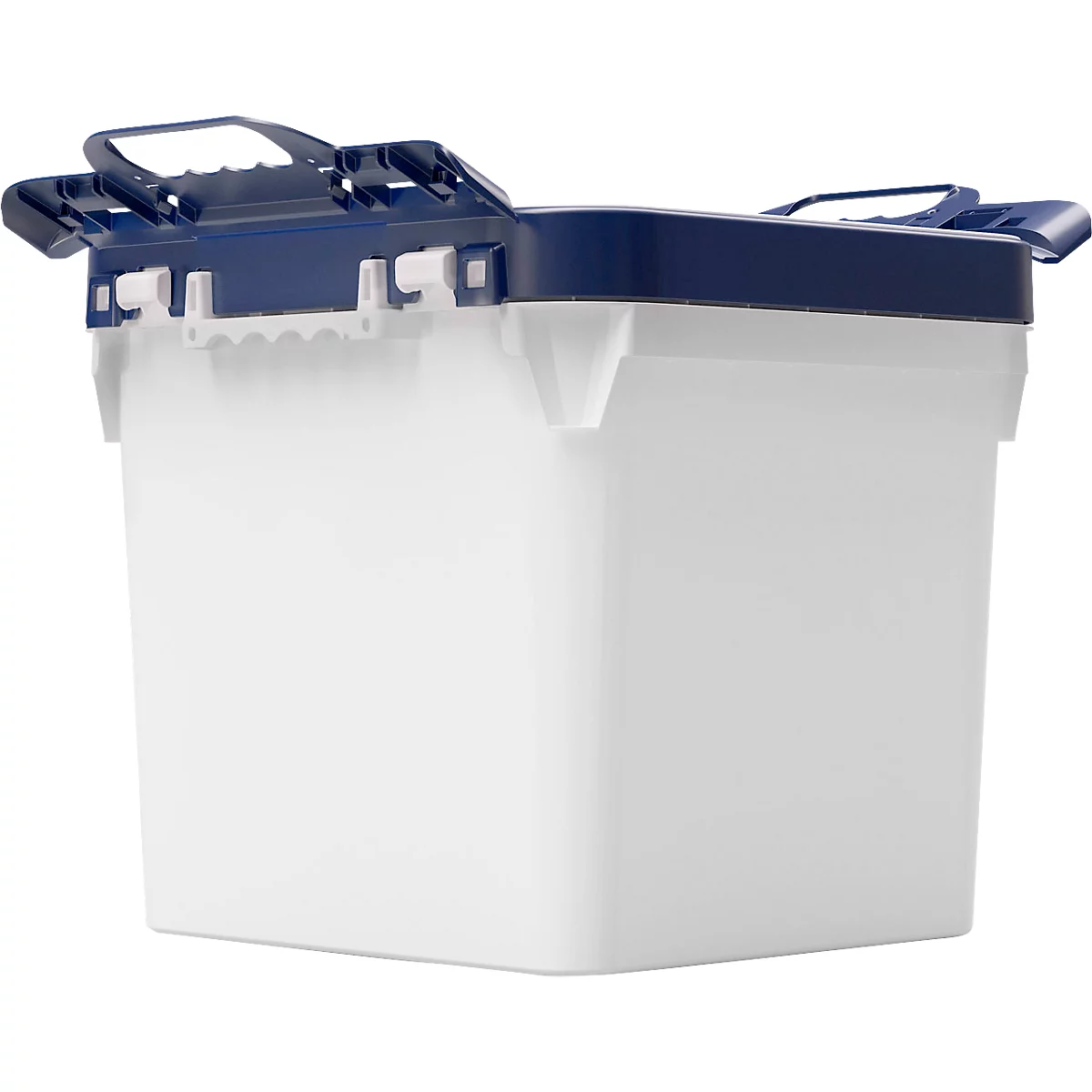 Eimer, quadratisch, Volumen 32 l, mit UN-Zertifizierung, lebensmittelecht, stapelbar, mit Deckel, Ø 380 x H 338 mm, HDPE, blau