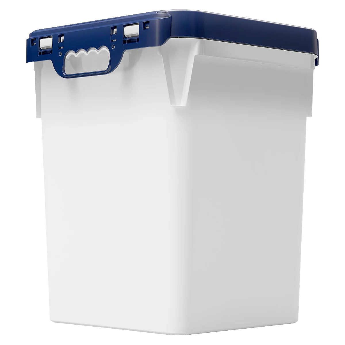 Eimer, quadratisch, Volumen 46 l, mit UN-Zertifizierung, lebensmittelecht, stapelbar, mit Deckel, Ø 380 x H 475 mm, HDPE, blau