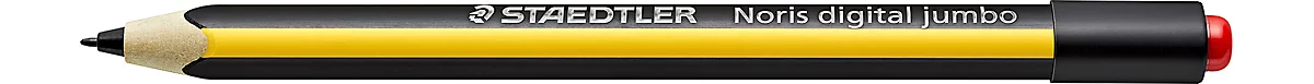 Eingabestift STAEDTLER Noris® Digital Jumbo, für EMR-fähige Endgeräte, austauschbare Spitze, 4096 Druckstufen, Handballenerkennung, digitales Radiergummi, Dreikant, nachhaltiger Holzwerkstoff, schwarz-gelb