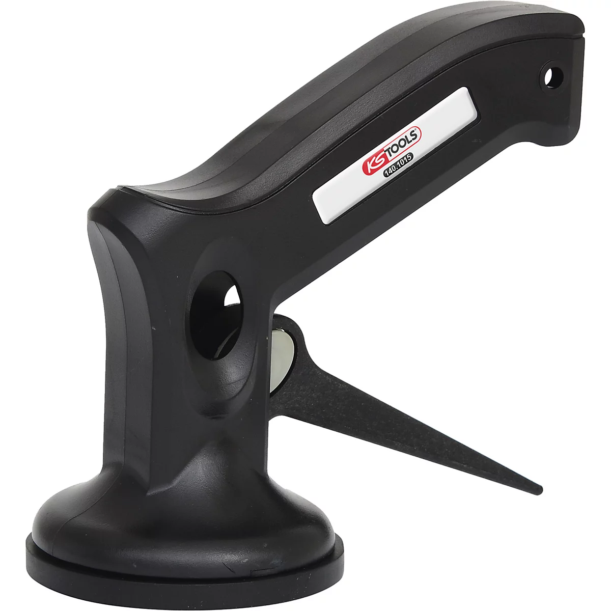 Schwarzer Saugnapf mit Griff und Hebel, Logo 'KS TOOLS'.