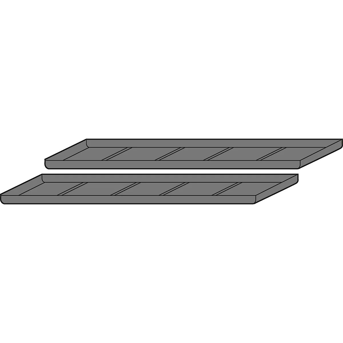 Einlegewanne für asecos Sicherheitsschränke der UB90 und UB30 Serie, Polyethylen, schwarz, B 936 x T 205 x H 20 mm, 3,5 l