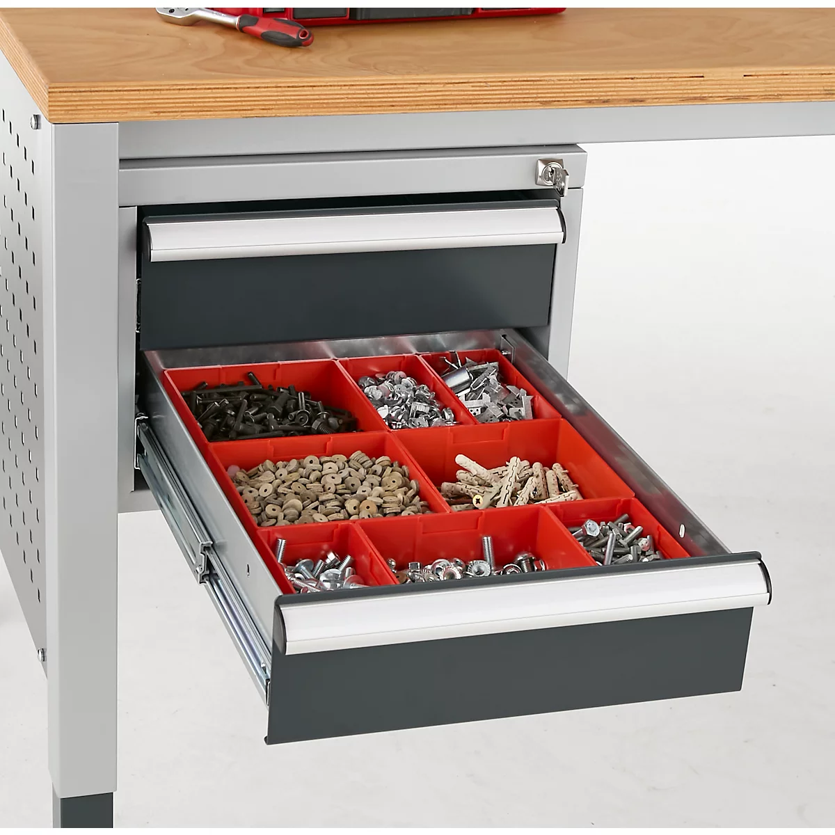 Einsatzkasten Set für Schäfer Shop Pure Schubladenblock 411, 8-teilig, ABS-Kunststoff, rot