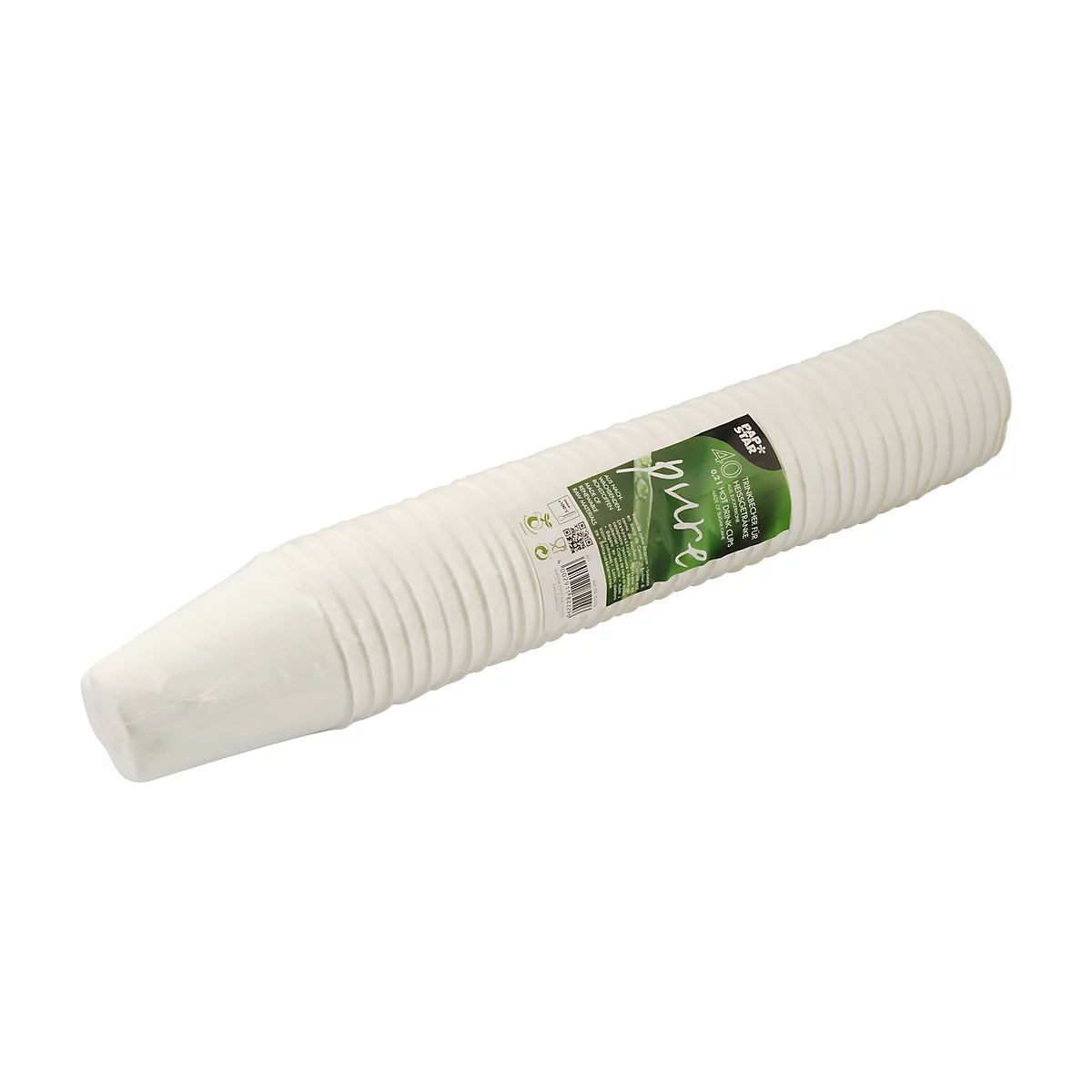 Einweg-Trinkbecher, mikrowellengeeignetes Zuckerrohr, Volumen 200 ml, L 91 x ø 80 mm, 40 Stück, weiß