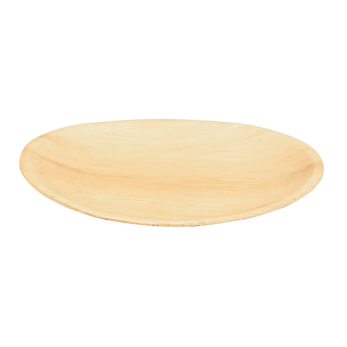 Eine ovale Holzplatte auf weißem Hintergrund.
