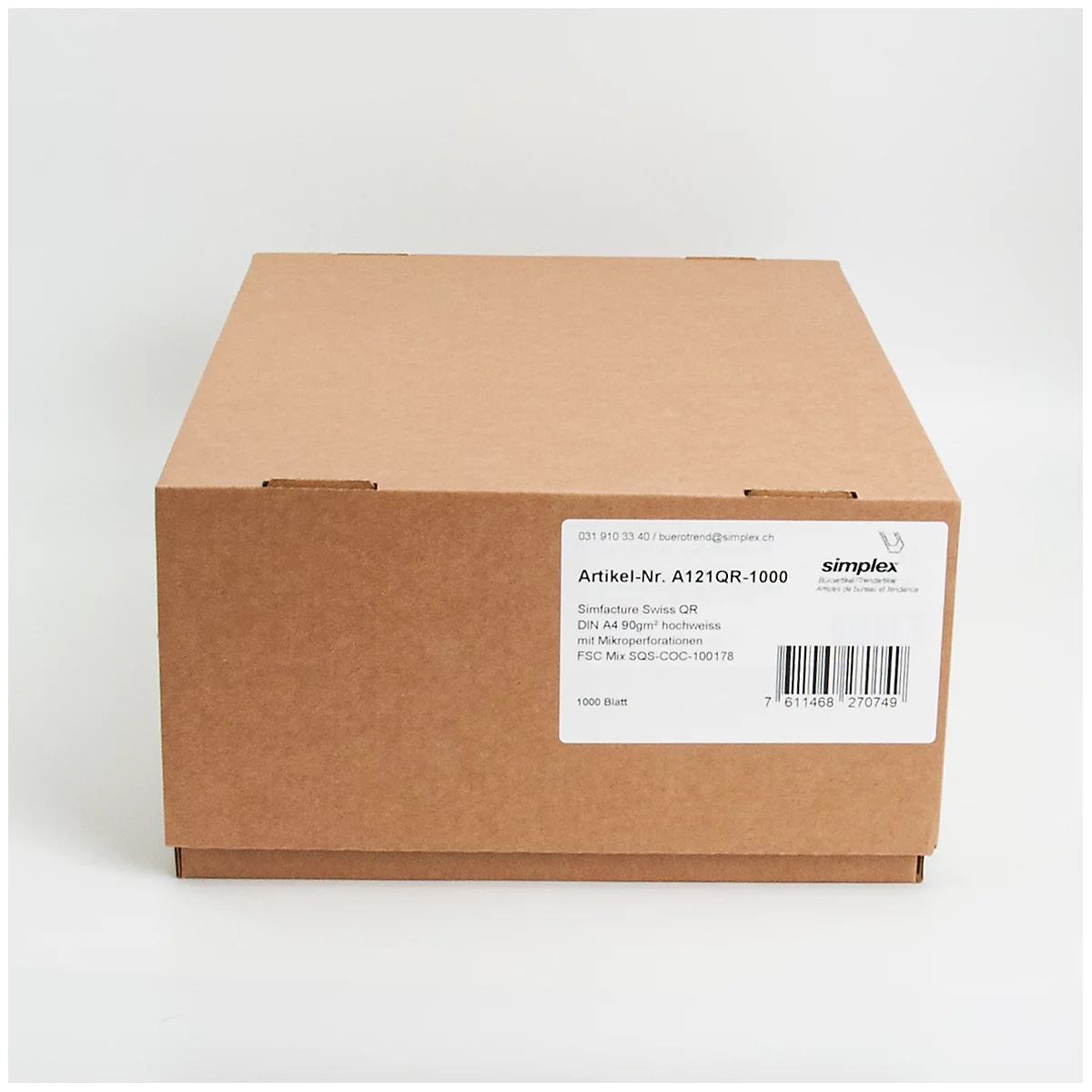Einzahlungsscheine Simfacture Swiss QR, A4, 90 g/m², weiss, FSC®-zertifiziert, 1000 Blatt