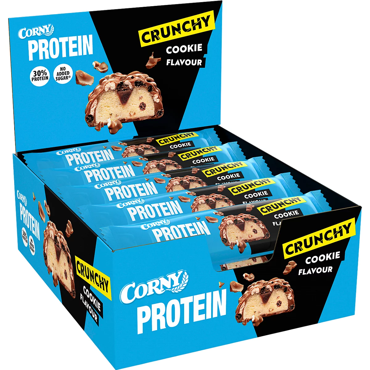 Eiwitreep Corny Protein Crunchy Cookie, doos met 12 repen x 45g