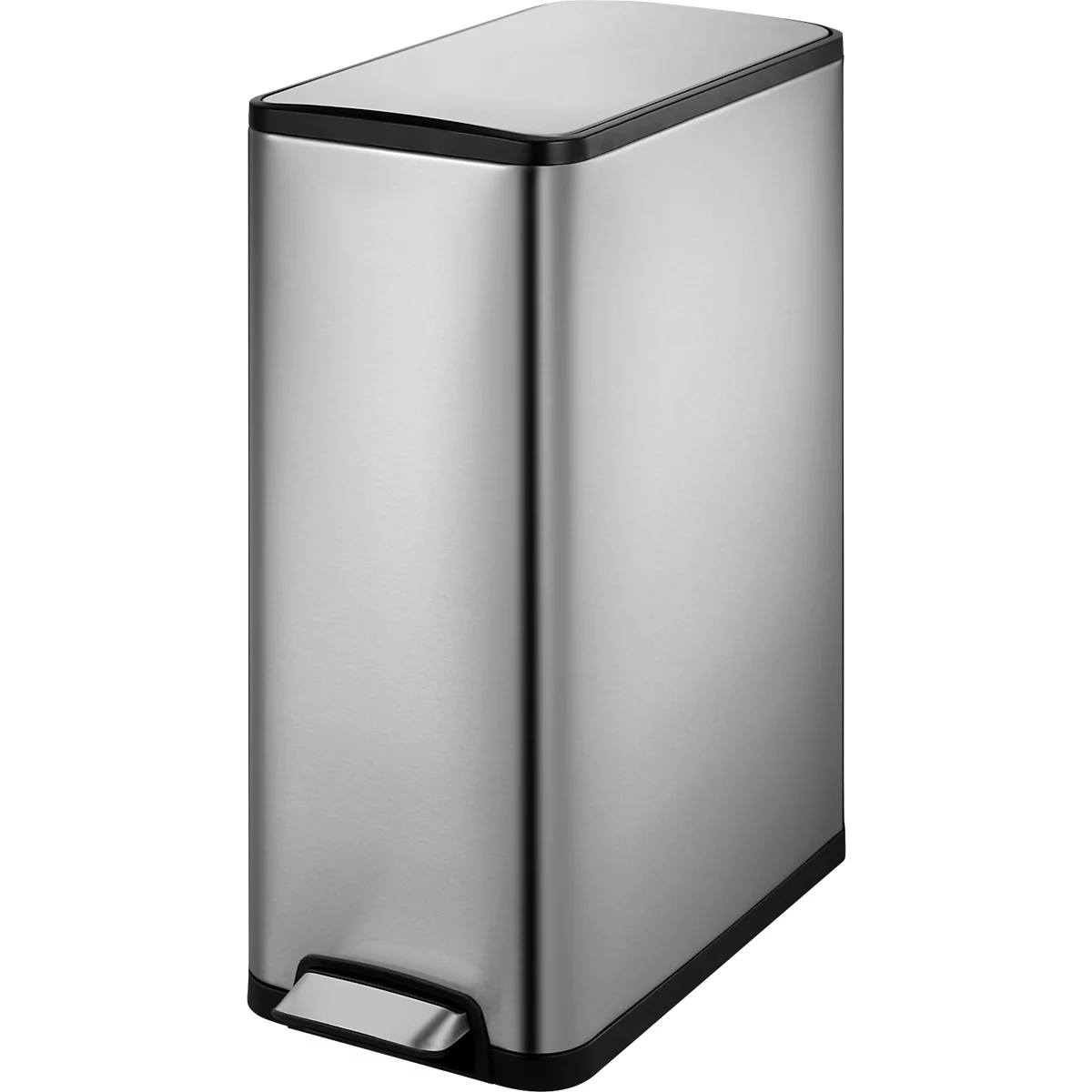 EKO Poubelle à pédale Ecoslim Recycler, 2 x 20 litres, inox, protection contre les empreintes digitales, L 276 x P 533 x H 661 mm, argent/noir