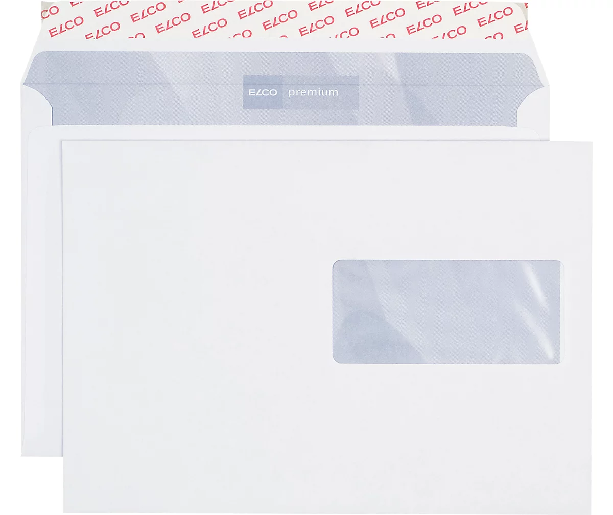 ELCO Briefumschläge, DIN C5, m. Fenster rechts, 100 g/m², 500 Stück