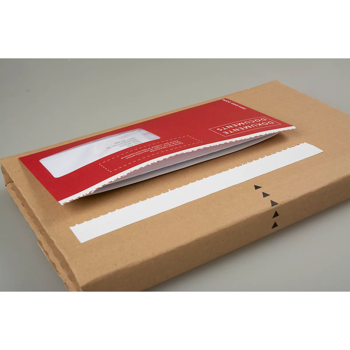 Elco Lieferscheintaschen Quick Vitro, DIN lang (C5/6), Fenster rechts, mit Aufdruck, haftklebend, Kraftpapier, rot, 250 Stück