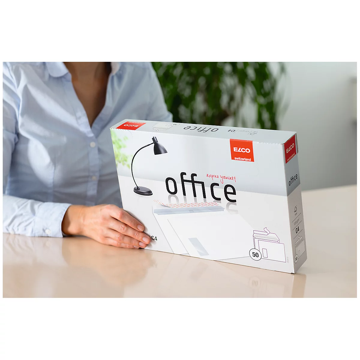 ELCO Office Briefumschläge, DIN C4, m. Fenster links, 120 g/m², 50 Stück