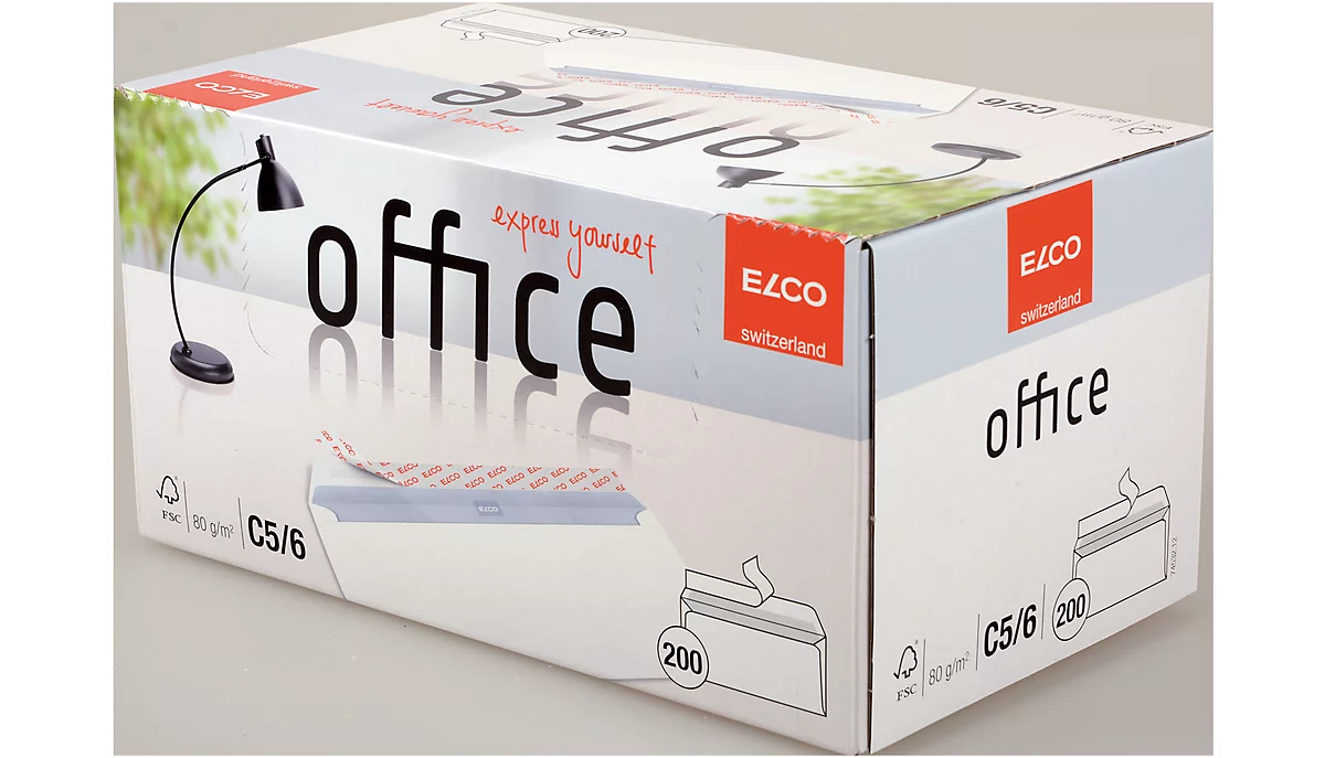 ELCO Office Briefumschläge,DIN lang, o. Fenster, 80 g/m², 200 Stück