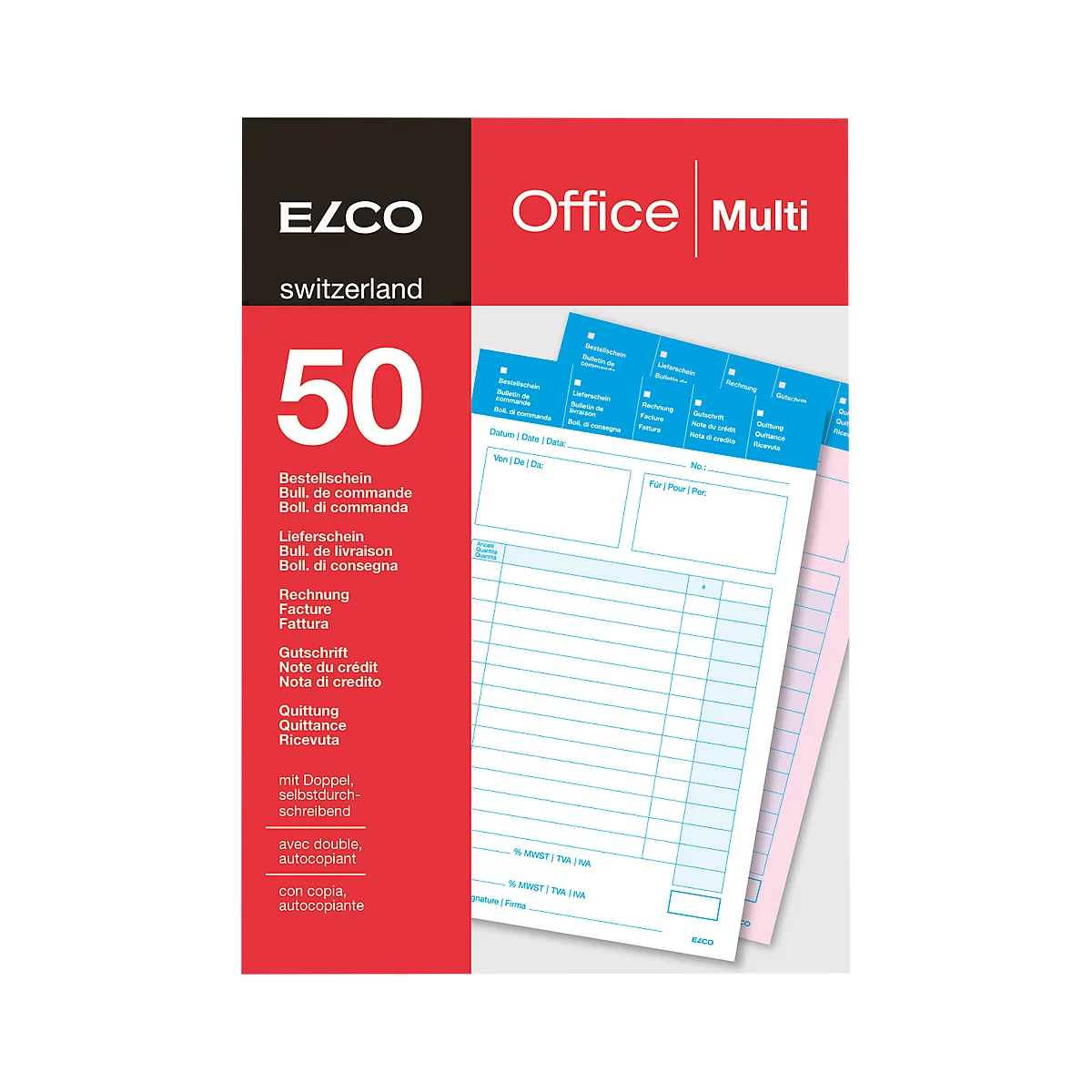ELCO OFFICE Durchschreibeblöcke, A5, LS/Rechn./Guts.