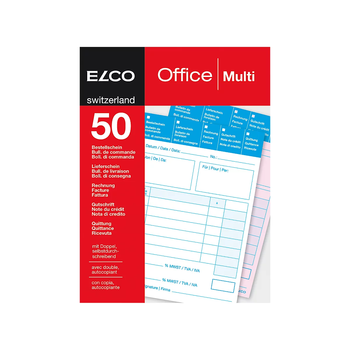 ELCO OFFICE Durchschreibeblöcke, A6, LS/Rechn./Guts.