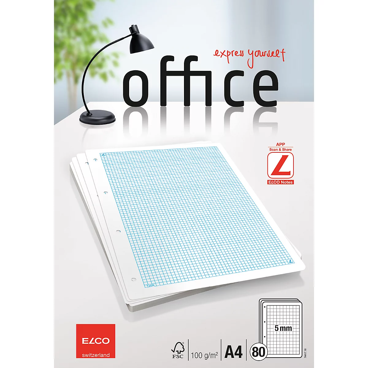 Elco Office Ringbucheinlagen A4, 5 mm Karierung