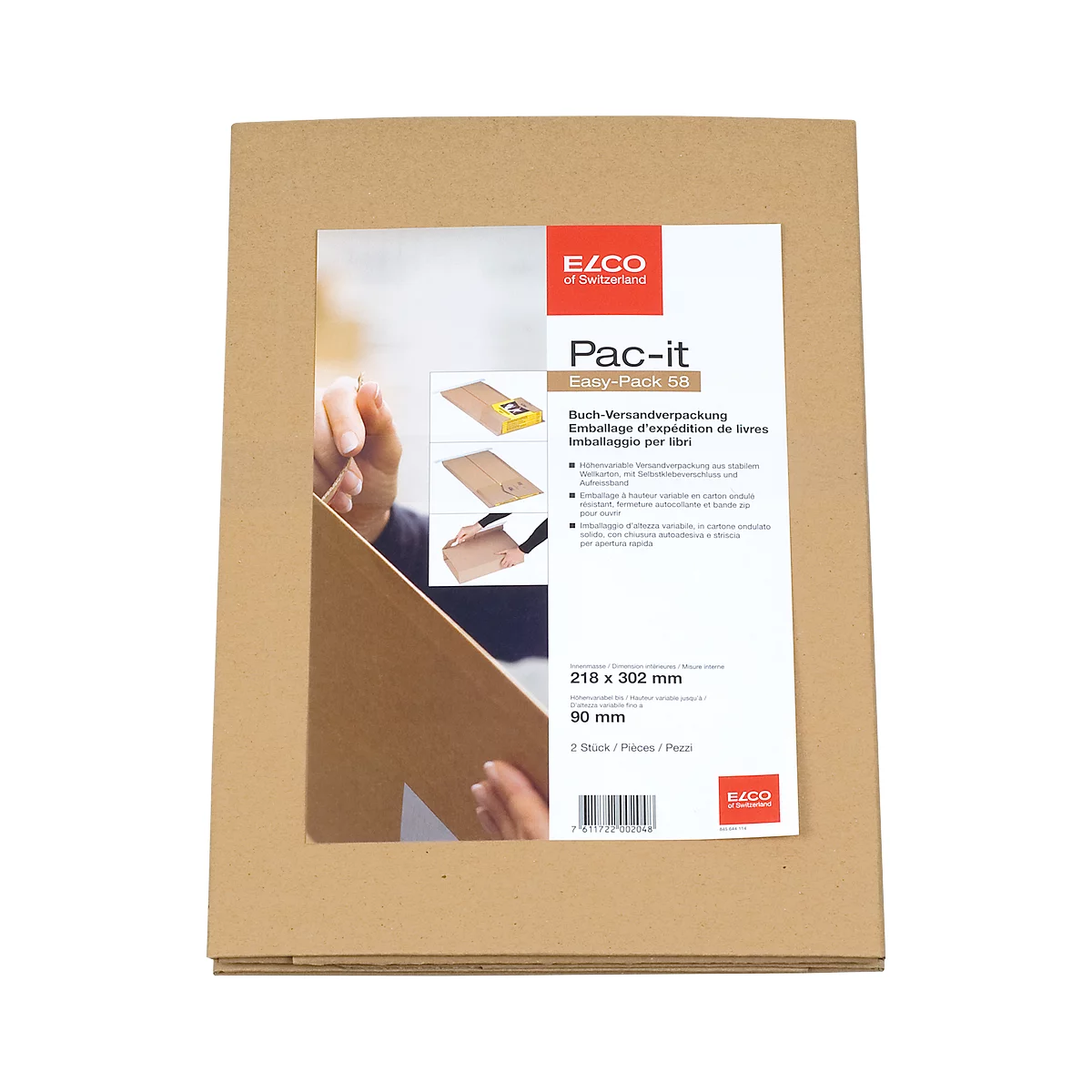 Elco Pac-it Easy 58 Versandverpackung A4, 2er-Pack, braun
