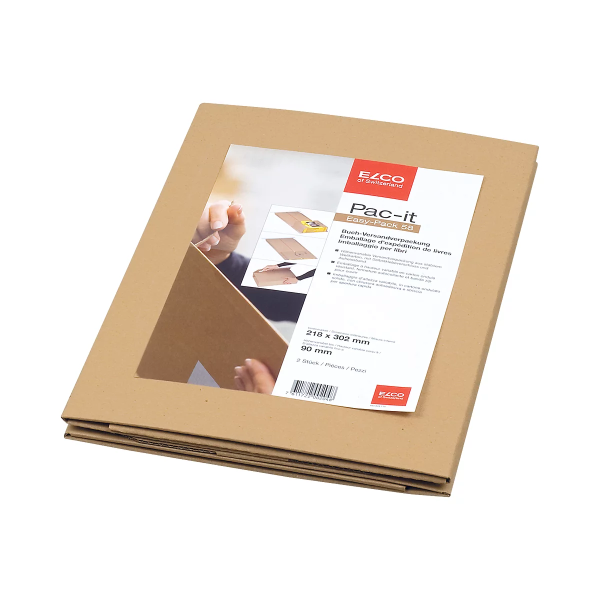 Elco Pac-it Easy 58 Versandverpackung A4, 2er-Pack, braun