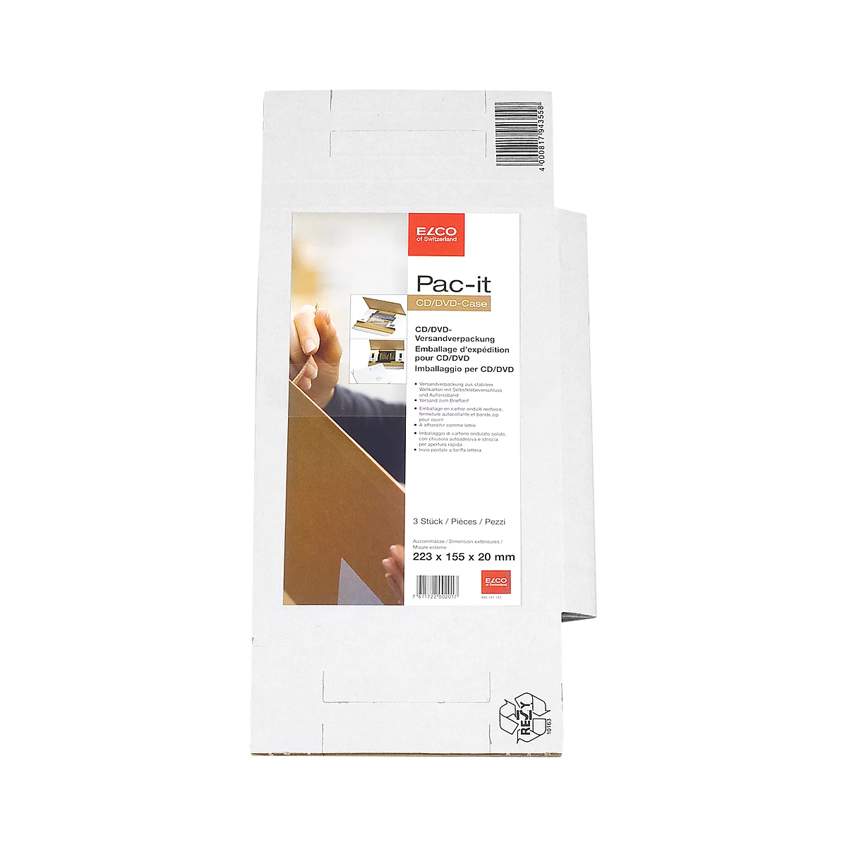 Elco Pac-it Easy Versandverpackung CD/DVD, 3er-Pack