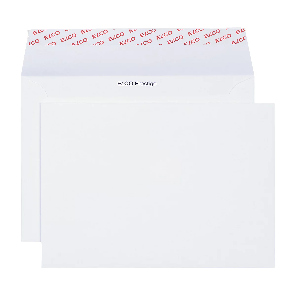 White envelopes, ELCO Prestige lettering. Inside is a red strip with the inscription ELCO.