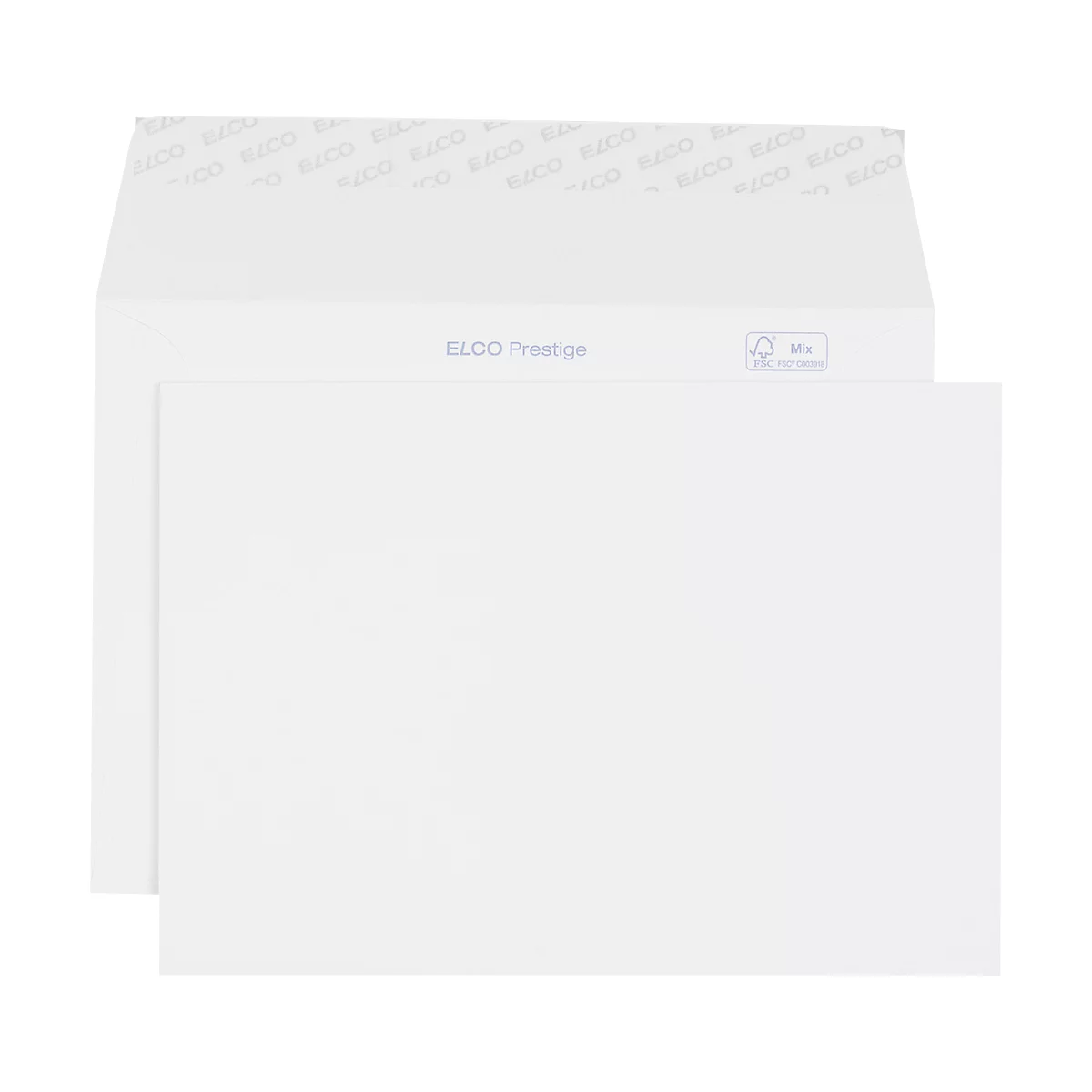 White paper lies next to an envelope. Both bear the lettering ELCO Prestige.