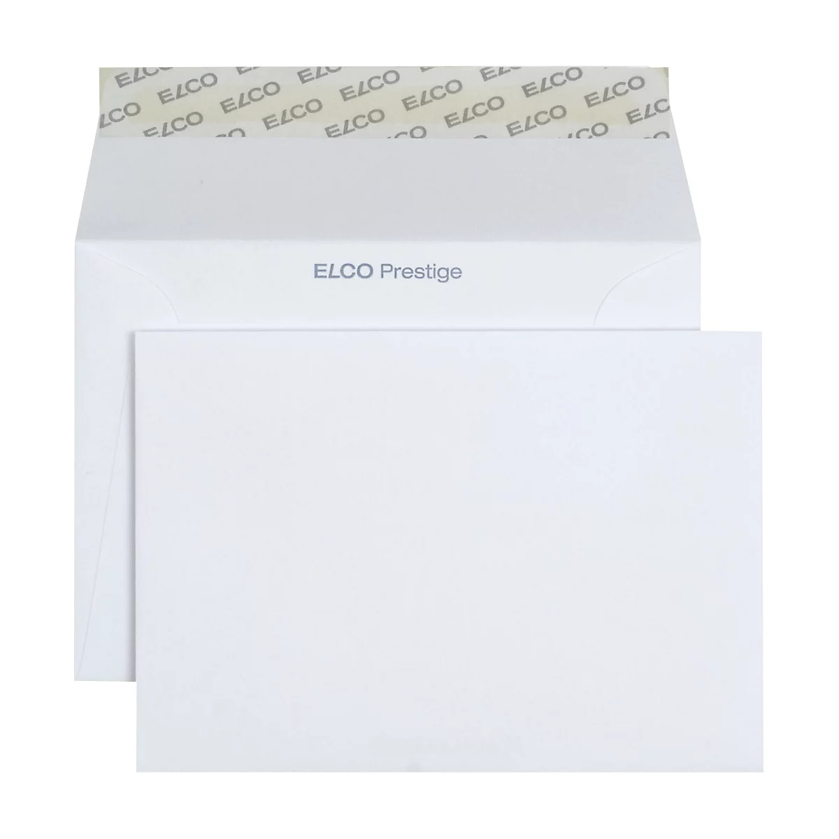 A white envelope with a sheet of paper inside. The envelope reads "ELCO Prestige". The envelope is partially open.