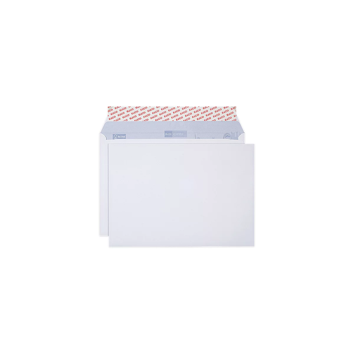 Deux enveloppes blanches, dont une partiellement ouverte. Lettrage rouge à l'intérieur.