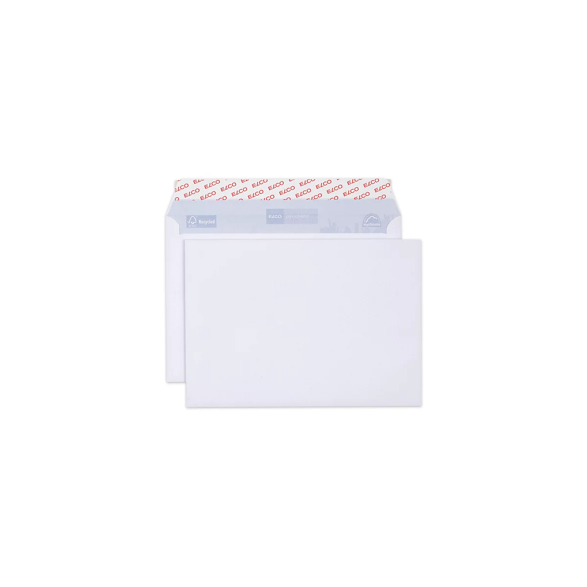 Deux enveloppes blanches ; une ouverte, imprimée à l'intérieur avec des lettres rouges et bleues.