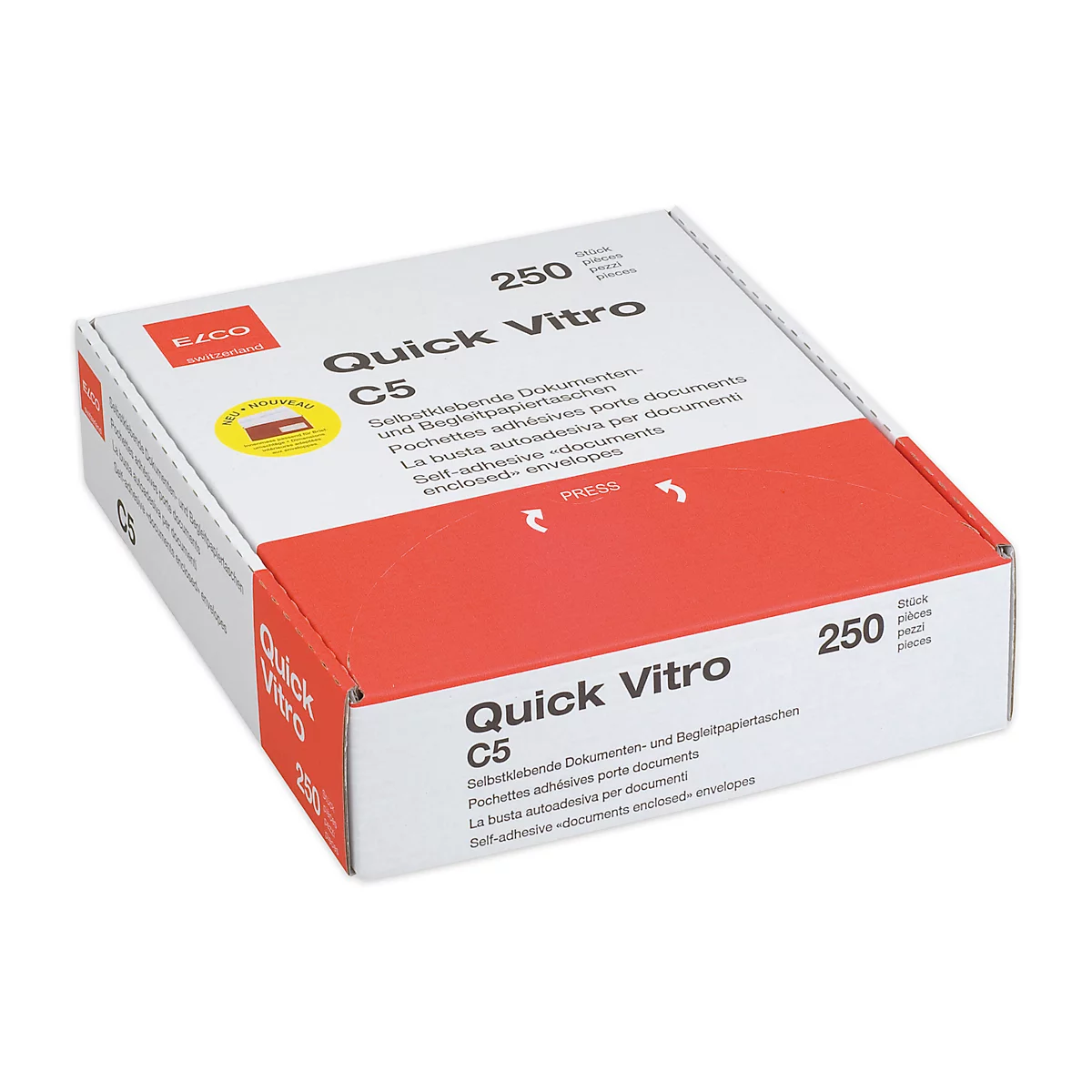 Elco Quick Vitro Dokumententaschen, C5, m. Fenster rechts, 250 St.