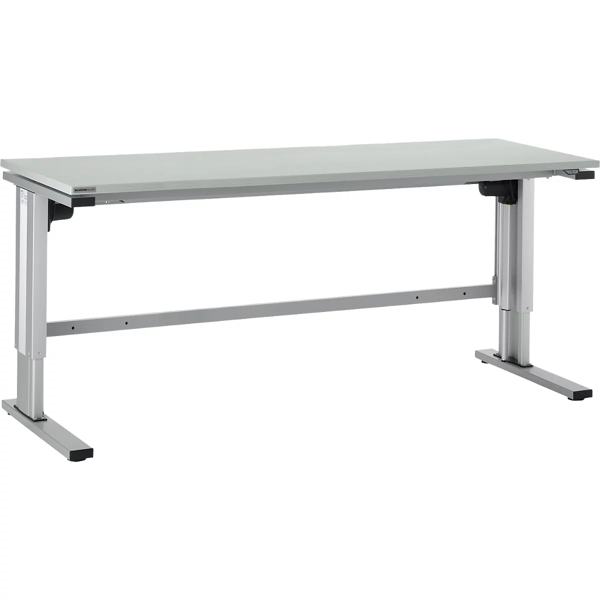 Elektrisch höhenverstellbarer Arbeitstisch EL-1, 2000 x 800 mm, lichtgrau/alusilber