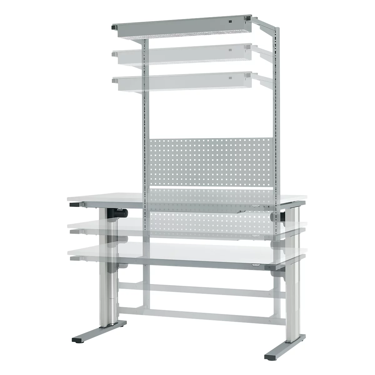 Elektrisch in hoogte verstelbare werktafel EL-1, 1200 x 800 mm, lichtgrijs/aluminiumzilver