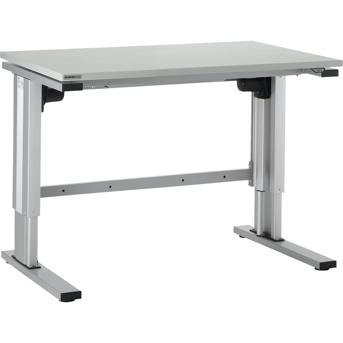 Elektrisch in hoogte verstelbare werktafel EL-1, 1200 x 800 mm, lichtgrijs/aluminiumzilver