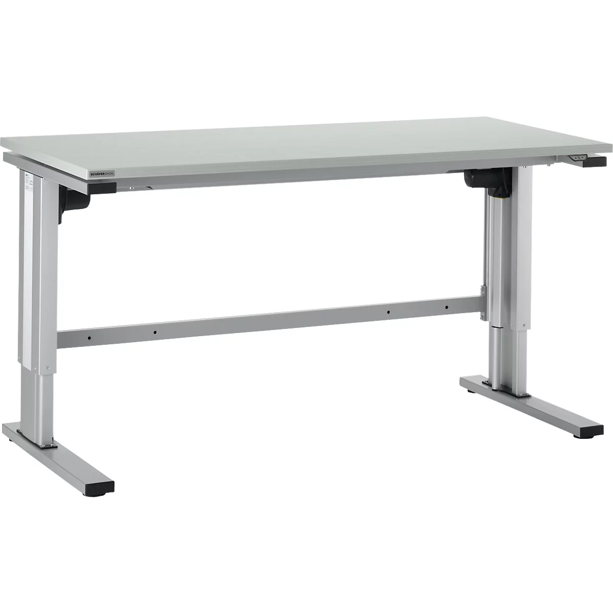 Elektrisch in hoogte verstelbare werktafel EL-1, 1600 x 800 mm, lichtgrijs/aluminiumzilver