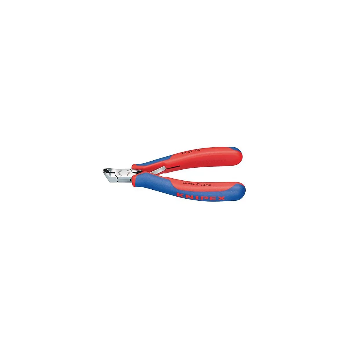Tang met rode en blauwe handgrepen. Het merk Knipex is zichtbaar op de tool.