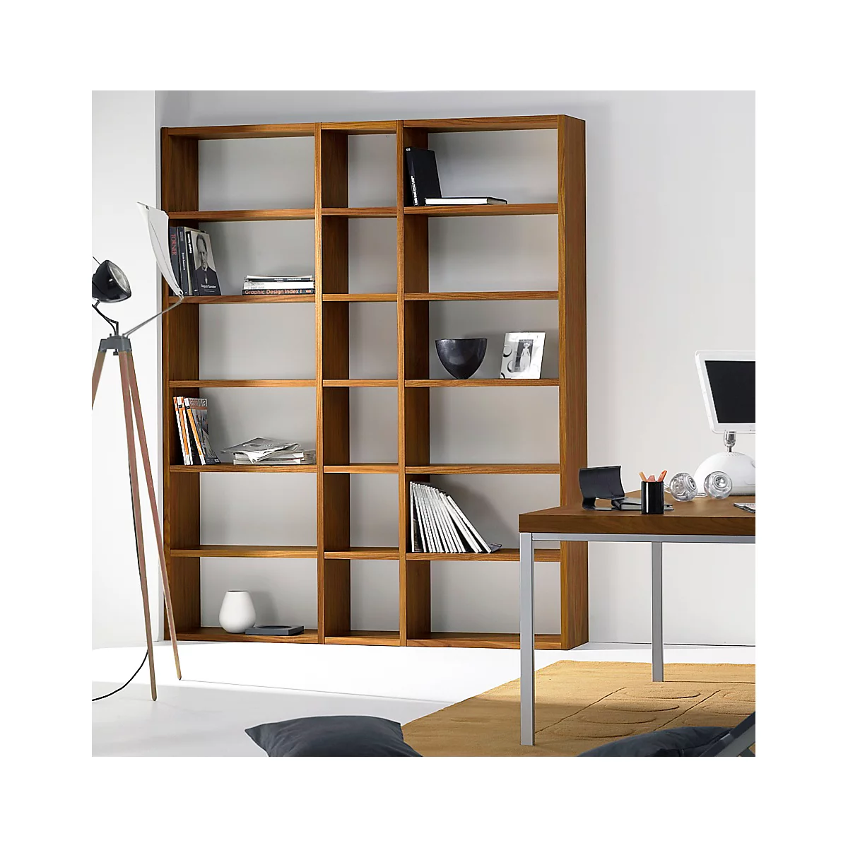 Élément d'extension de bibliothèque Pombal, l. 400 x P 370 x H 2240 mm, décor noyer