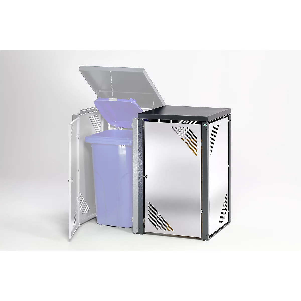 CACHE POUBELLES GRIS EN ALUMINIUM POUR 4 POUBELLES DE 240 LITRES