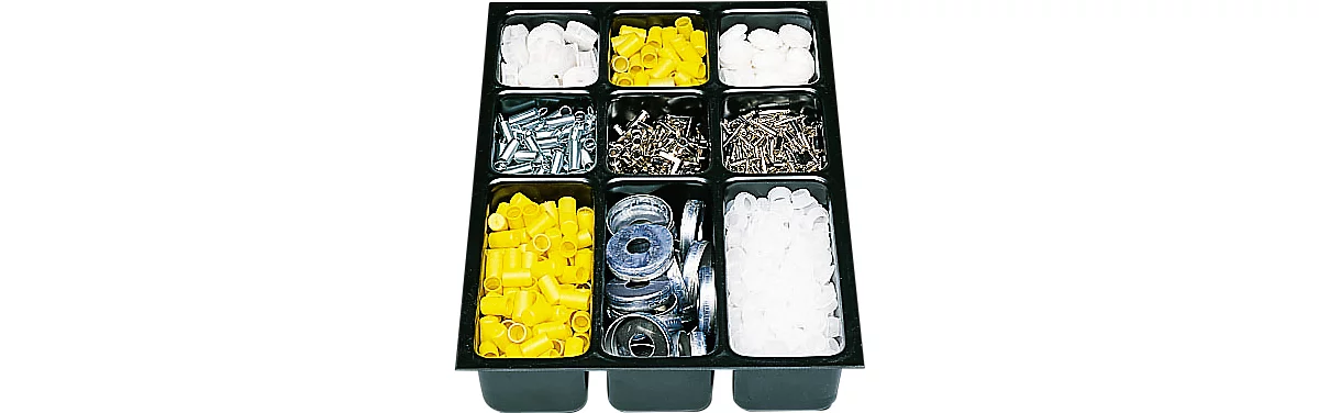 Elementos de cajón de plástico DIN A3, 9 compartimentos, 5 unidades