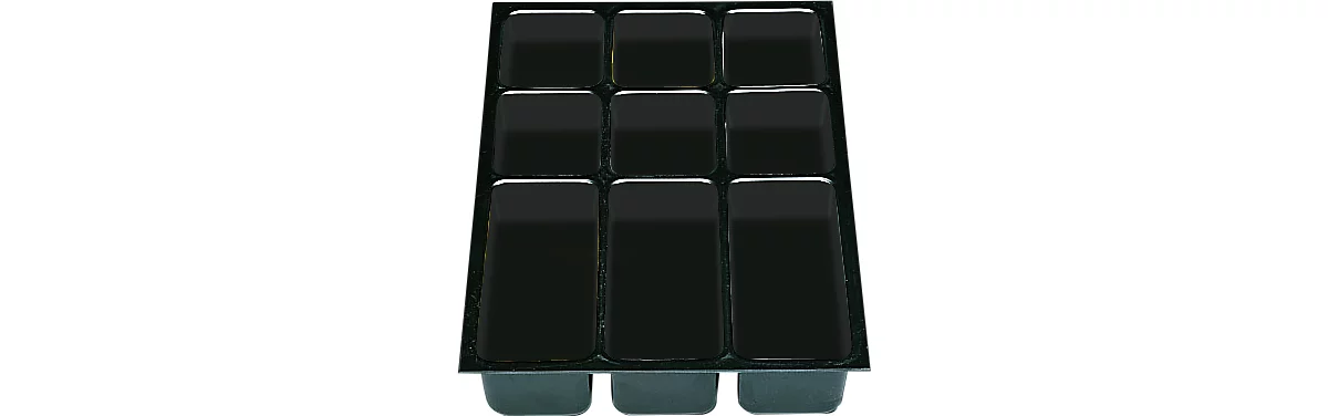 Elementos de cajón de plástico DIN A3, 9 compartimentos, 5 unidades