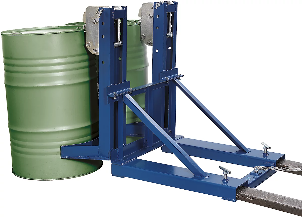 Elevador de barriles asecos, como apilador, acero revestido de polvo, An 1050 x P 1080 x Al 975 mm, para 2 barriles, capacidad de carga 700 kg