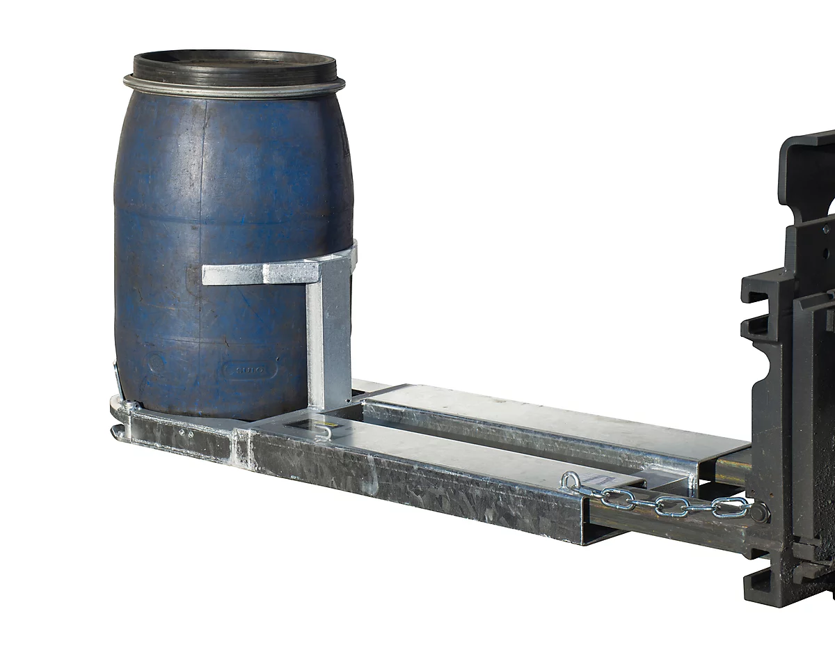 Elevador de barriles BAUER FH-I, acero, para barriles de 120 l, capacidad de carga 300, An 505 x P 1330 x Al 380 mm, galvanizado
