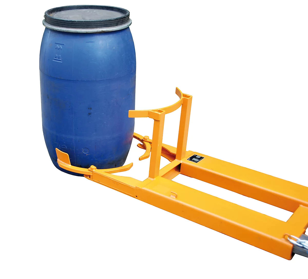 Elevador de barriles BAUER FH-I, acero, para barriles de 220 l, capacidad de carga 300, An 600 x P 1380 x Al 480 mm, naranja