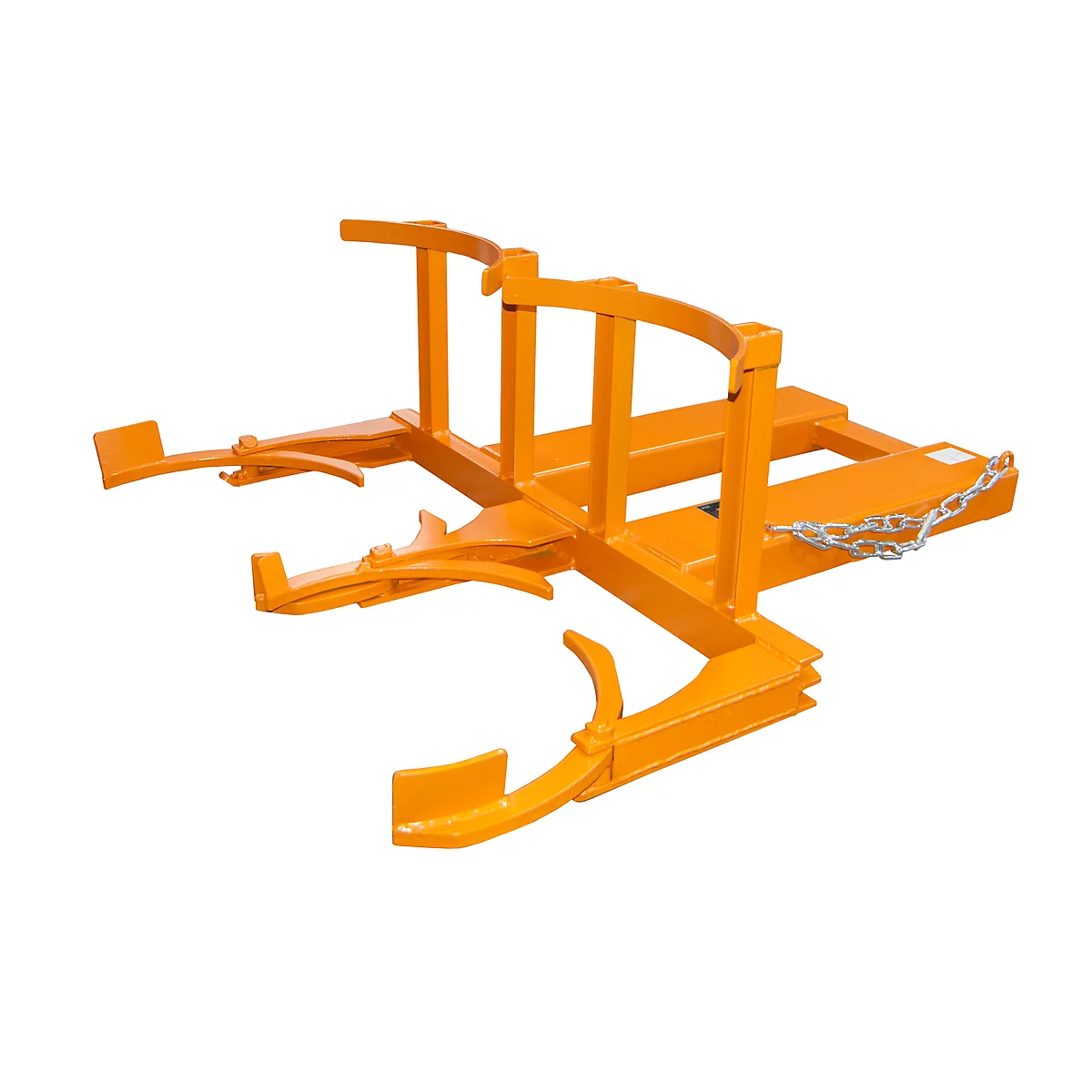 Elevador de barriles BAUER FH-II, acero, capacidad de carga 720 kg, para barriles de 220 l, An 1160 x P 1380 x Al 485 mm, naranja