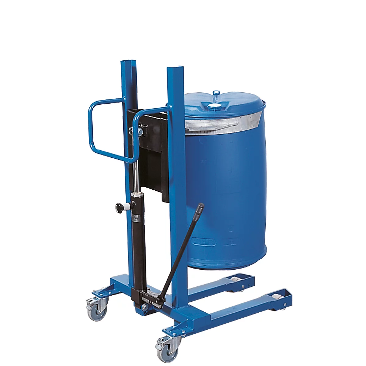 Elévateur de fûts asecos, avec pompe à pied, pour fûts en acier de 200 I, charge max. 300 kg, différentes versions