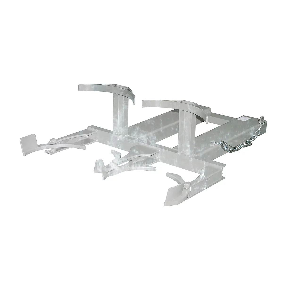 Elévateur de fûts BAUER FH-II, acier, capacité de charge de 600 kg, pour fûts de 120 l, L 980 x P 1330 x H 385 mm, galvanisé