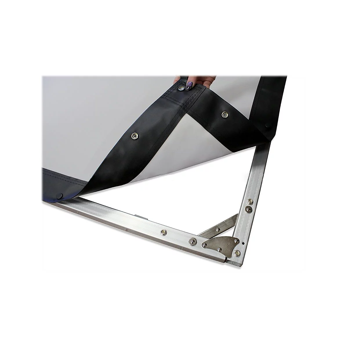 Elite Screens Yard Master 2 Series OMS150H2-DUAL - Projektionsschirm mit Beinen - 381 cm (150') - 16:9 - Wraith Veil Dual - Black Trim, silber Rahmen