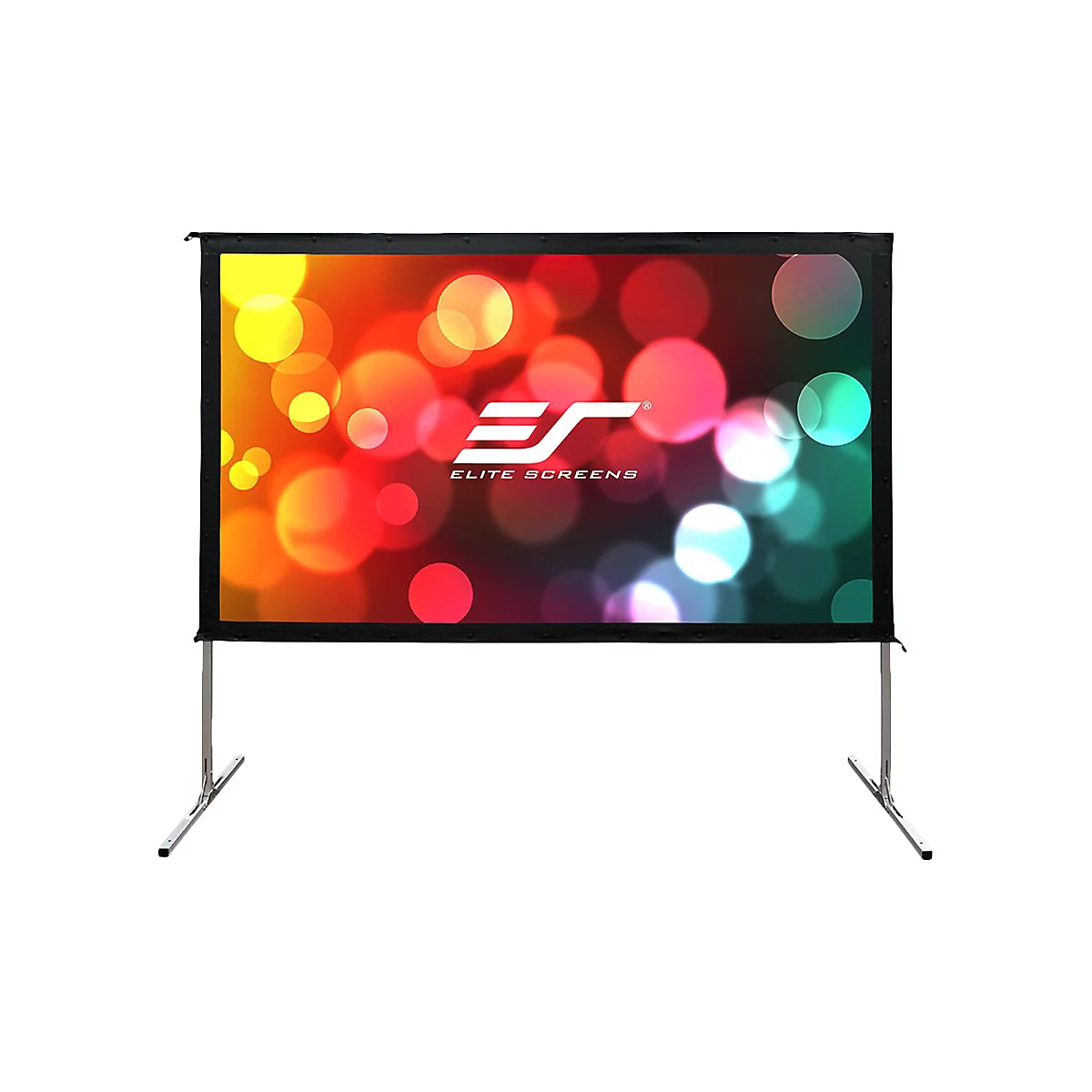 Elite Screens Yard Master 2 Series OMS150H2-DUAL - Projektionsschirm mit Beinen - 381 cm (150') - 16:9 - Wraith Veil Dual - Black Trim, silber Rahmen