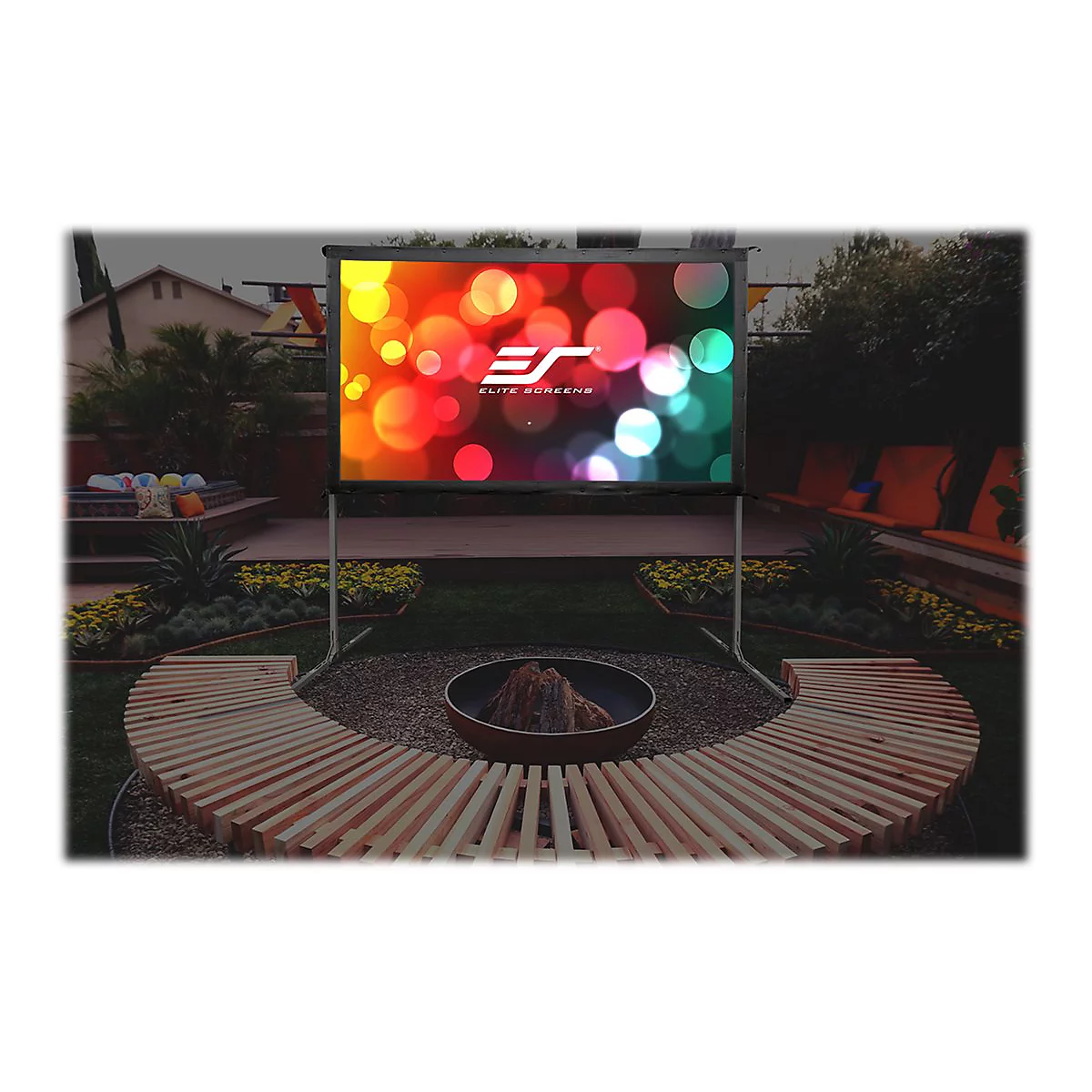 Elite Screens Yard Master 2 Series OMS180H2-DUAL - Projektionsschirm mit Beinen - 457 cm (180') - 16:9 - Wraith Veil Dual - Black Trim, silber Rahmen