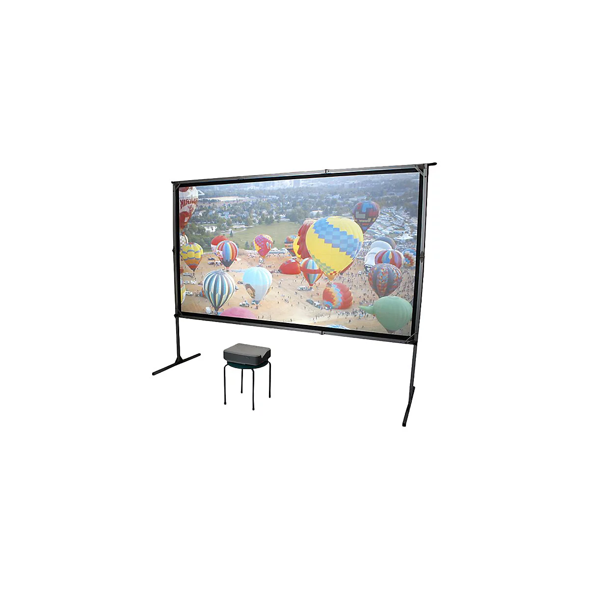 Elite Screens Yard Master 2 Series OMS180H2-DUAL - Projektionsschirm mit Beinen - 457 cm (180') - 16:9 - Wraith Veil Dual - Black Trim, silber Rahmen