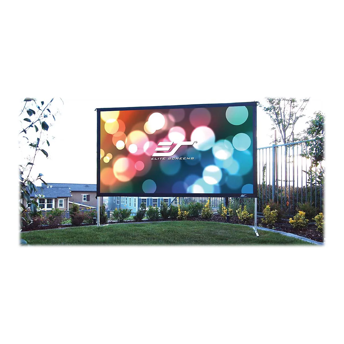 Elite Screens Yard Master 2 Series OMS180H2-DUAL - Projektionsschirm mit Beinen - 457 cm (180') - 16:9 - Wraith Veil Dual - Black Trim, silber Rahmen