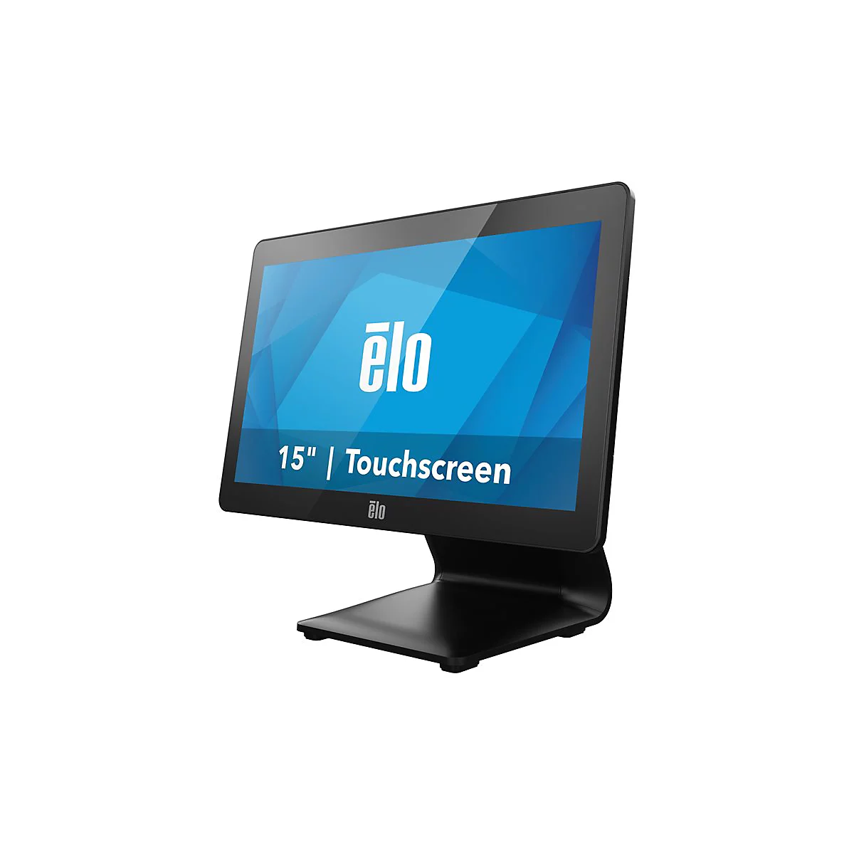Schwarzer Touchscreen-Monitor mit Schriftzug 'elo' und '15 | Touchscreen'.