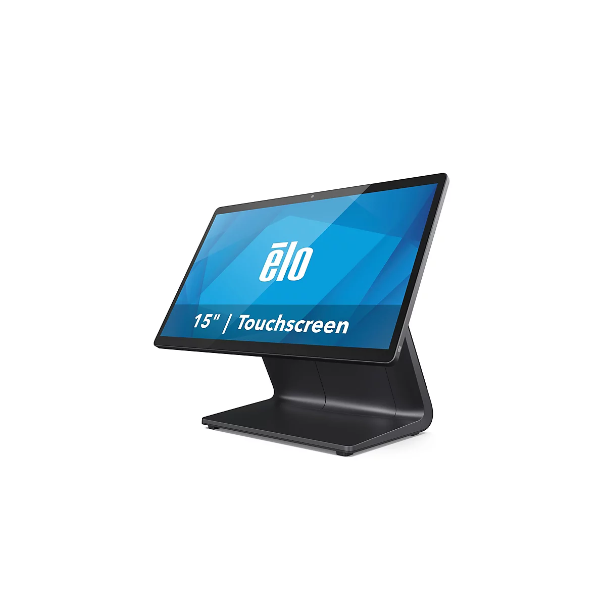Un écran tactile noir avec le logo "elo" et l'étiquette "15" | Écran tactile".